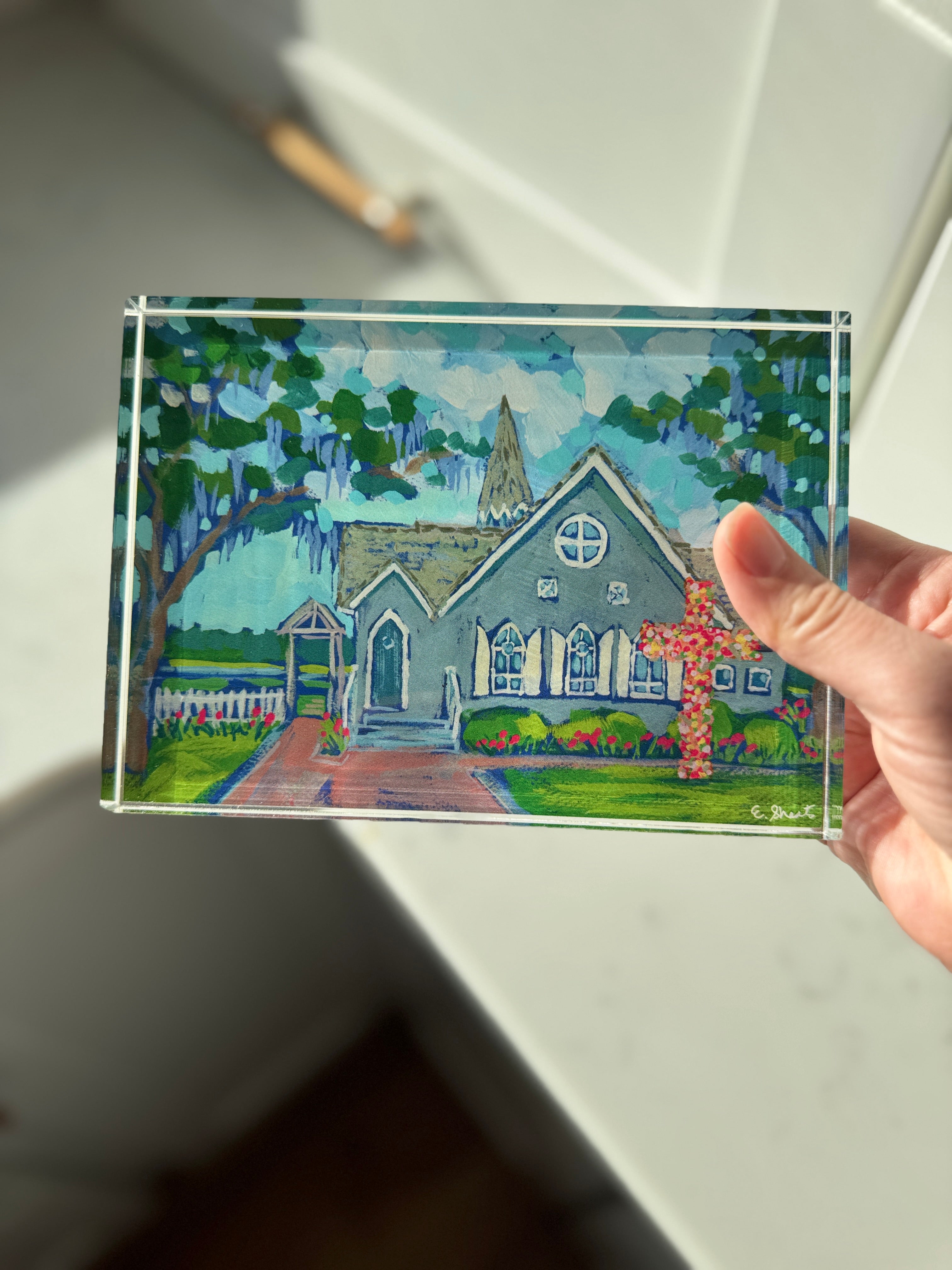 Bald Head Village Chapel Easter Block by Elizabeth Sheats Mockup