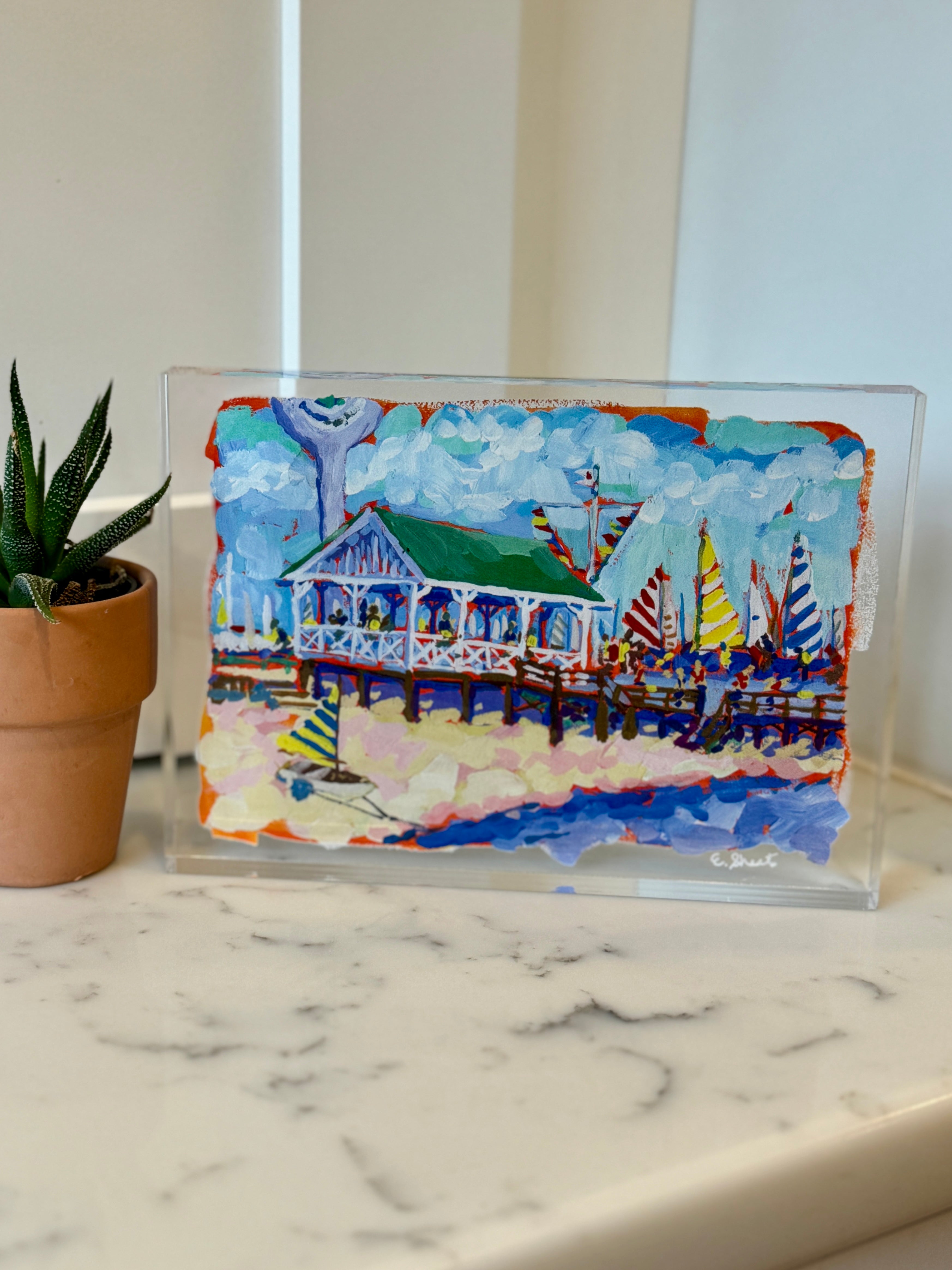 Sailing Race Day Acrylic Block by Elizabeth Sheats