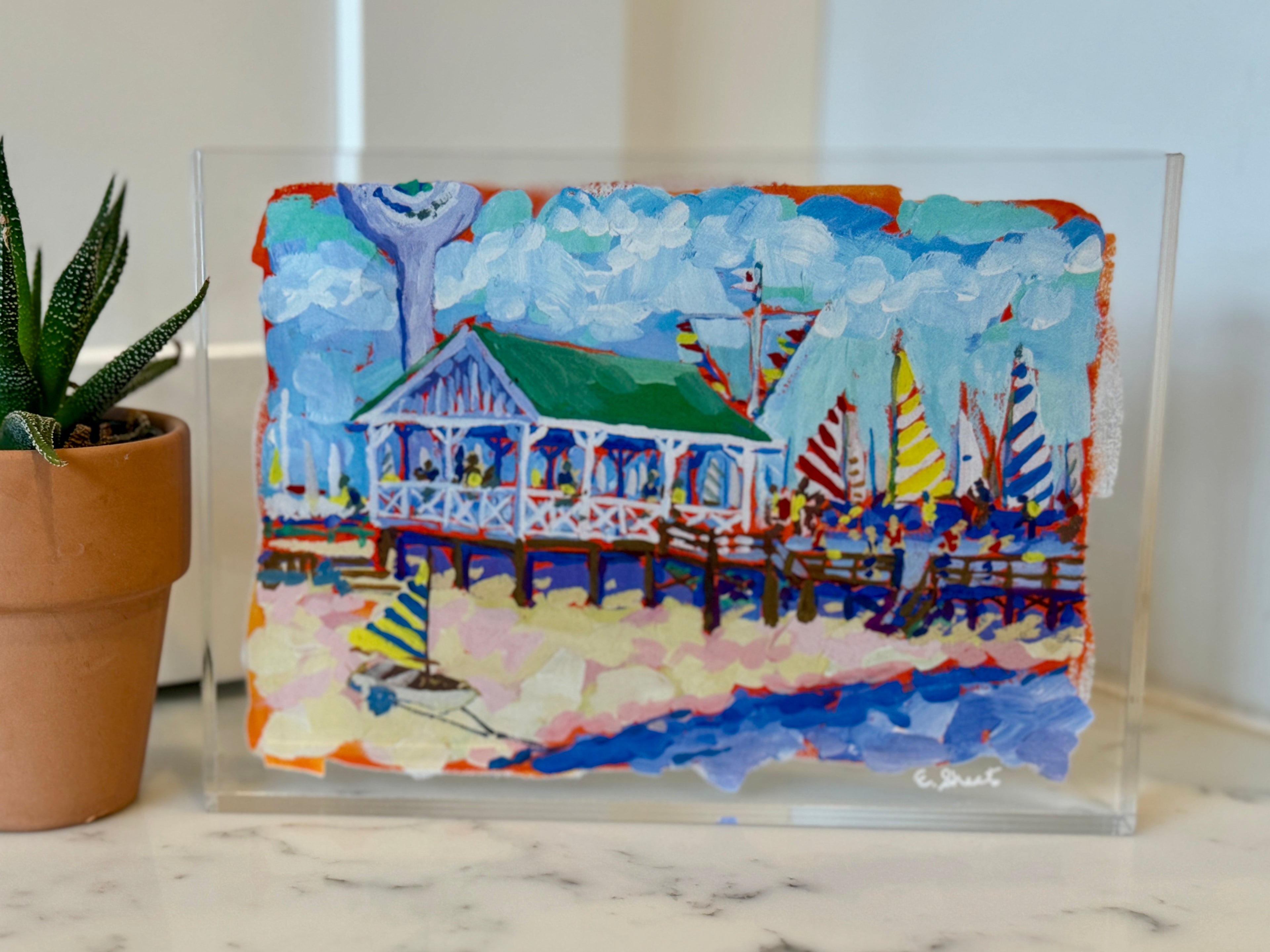 Sailing Race Day Acrylic Block by Elizabeth Sheats
