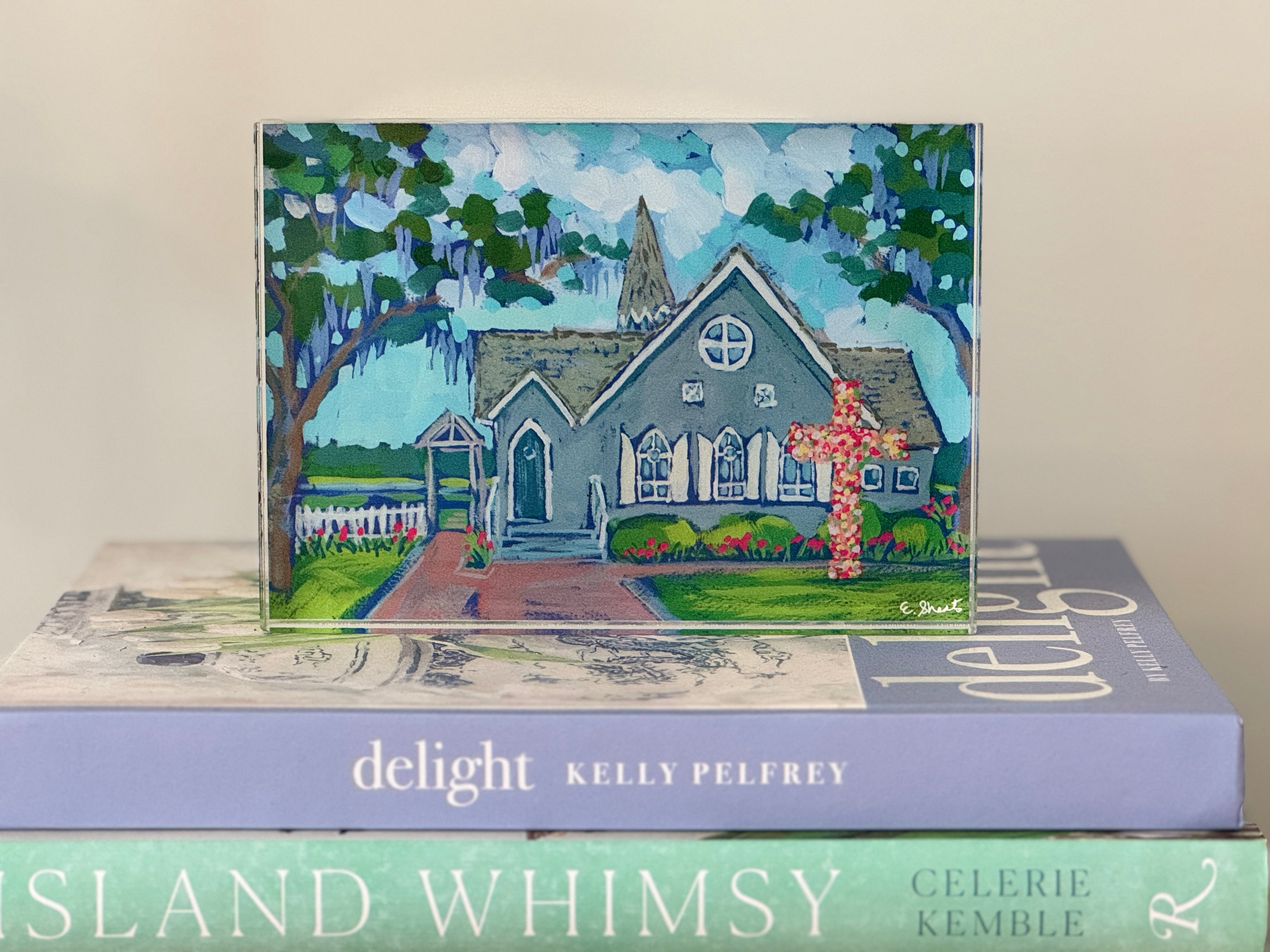 Bald Head Village Chapel Easter Block by Elizabeth Sheats