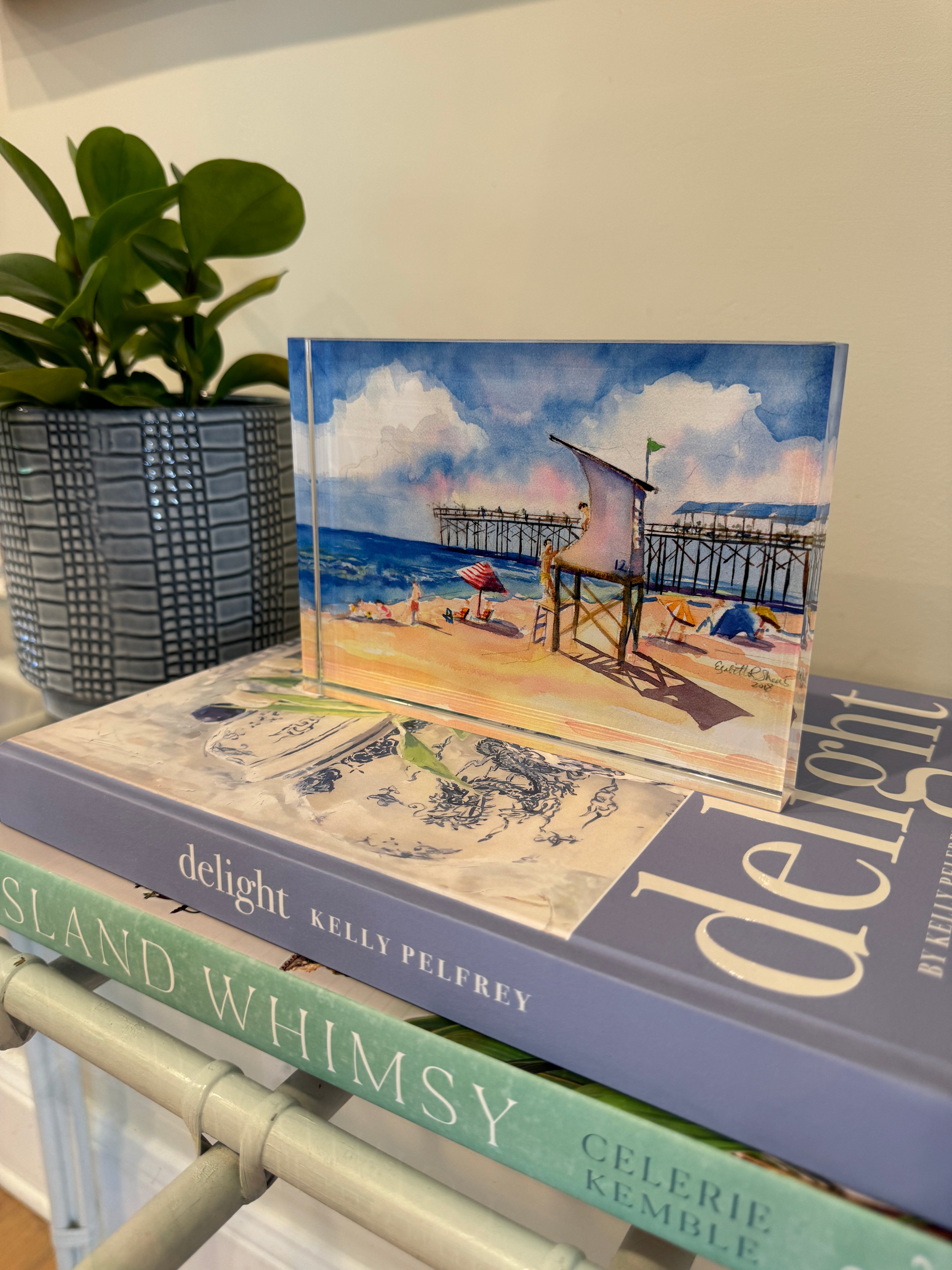 Wrightsville Beach Lifeguard Acrylic Block by Elizabeth Sheats