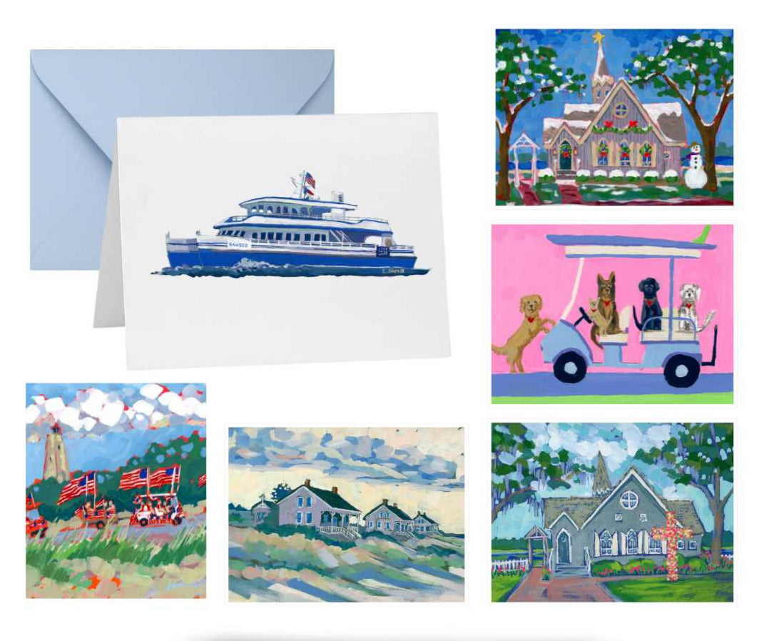 Gift Box / Bald Head Island Lovers by Elizabeth Sheats, notecards