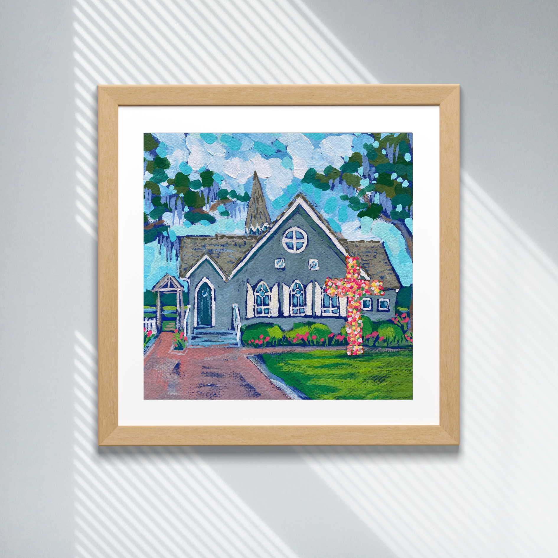 Easter Cross at the Village Chapel / Bald Head Island / Unframed Print by Elizabeth Sheats Mockup