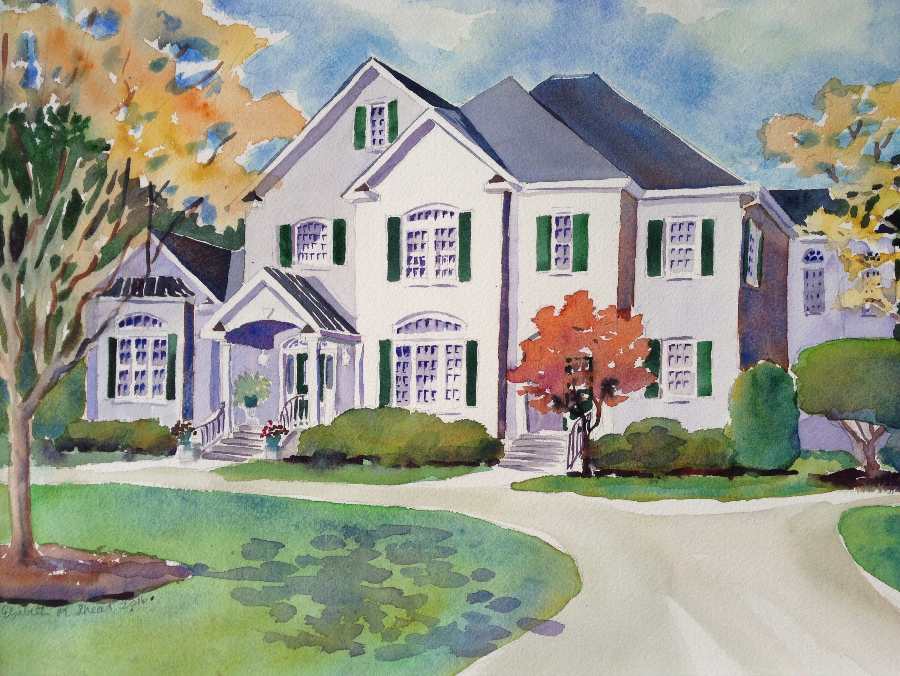 12"x16" Personalized Home Portrait /Original / Custom Artwork image 0