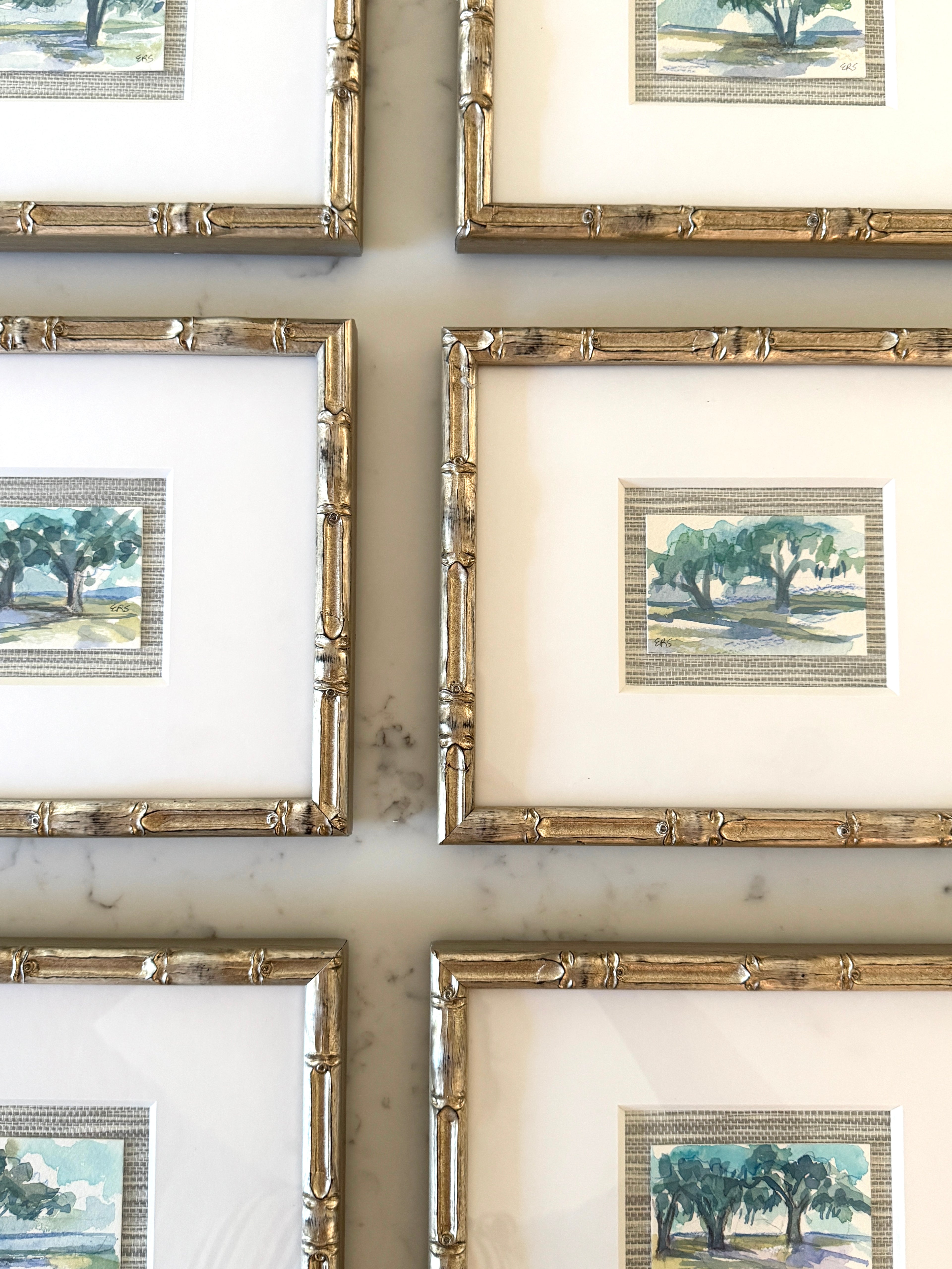 6 of the Tree Study Collection Paintings by Elizabeth Sheats