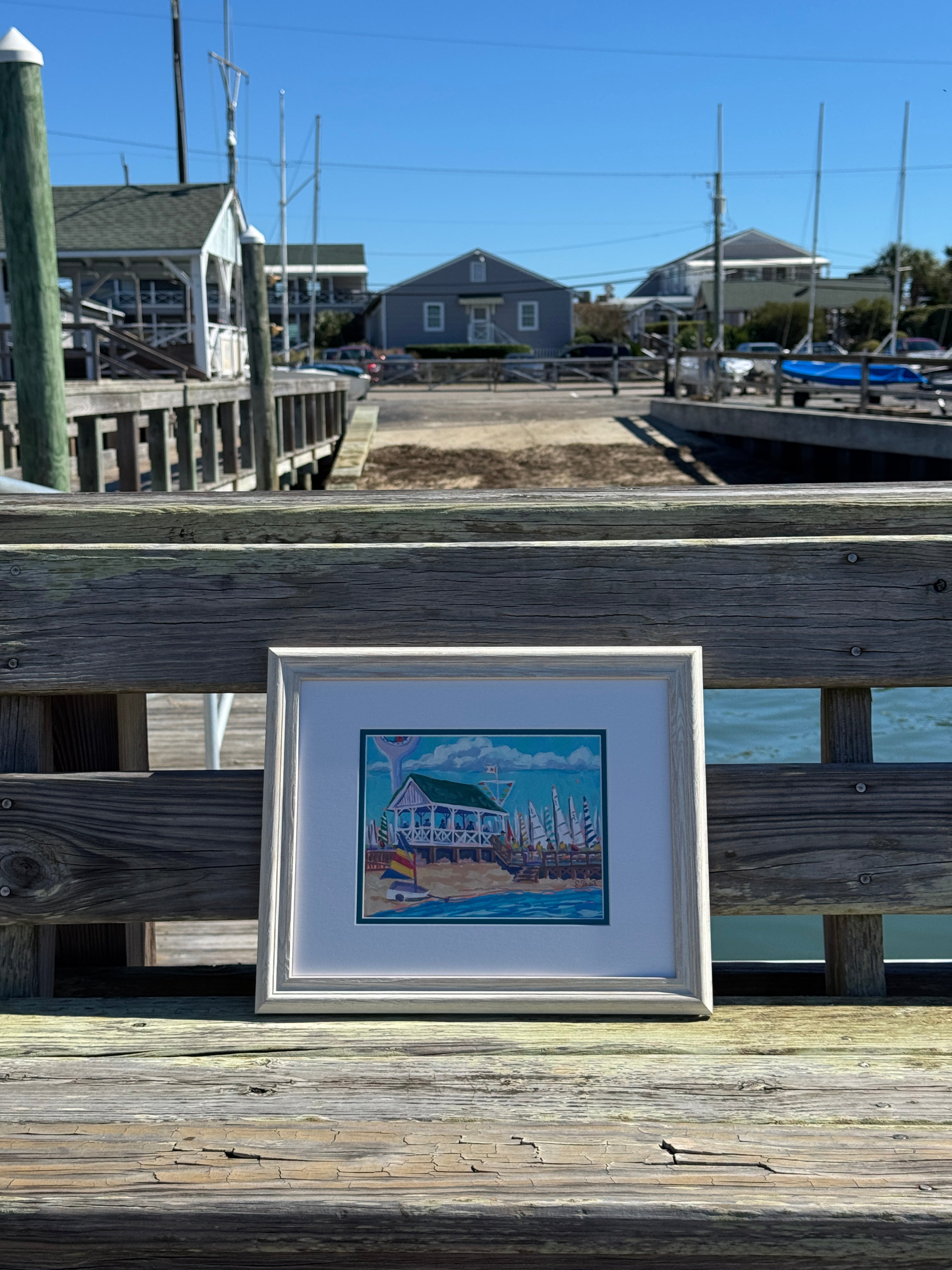 Carolina Yacht Club Original Painting by Elizabeth Sheats Framed