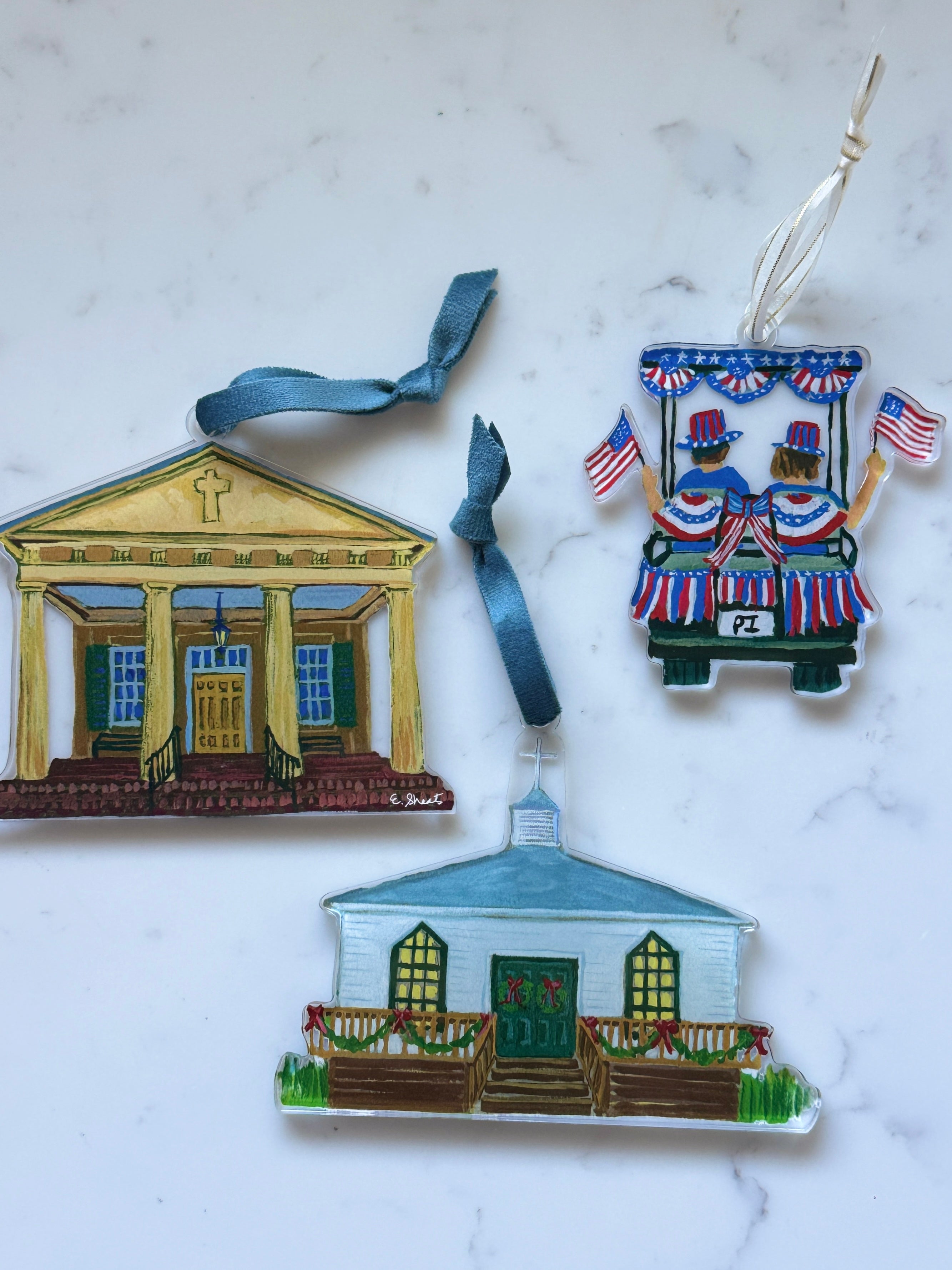 3 Pawleys Island Ornaments by Elizabeth Sheats