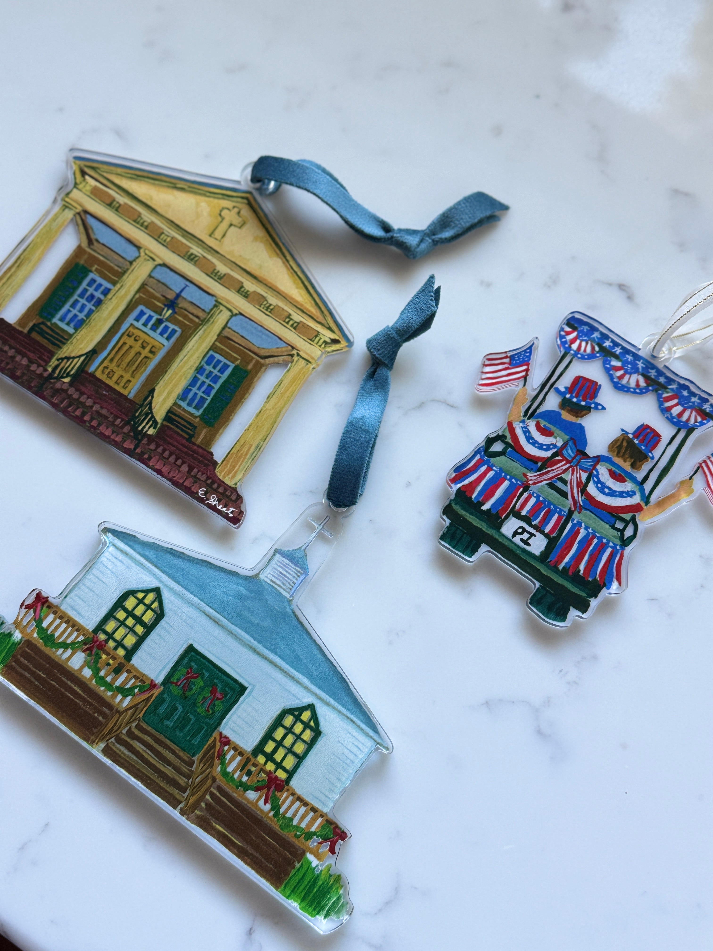 3 Pawleys Island Ornaments by Elizabeth Sheats