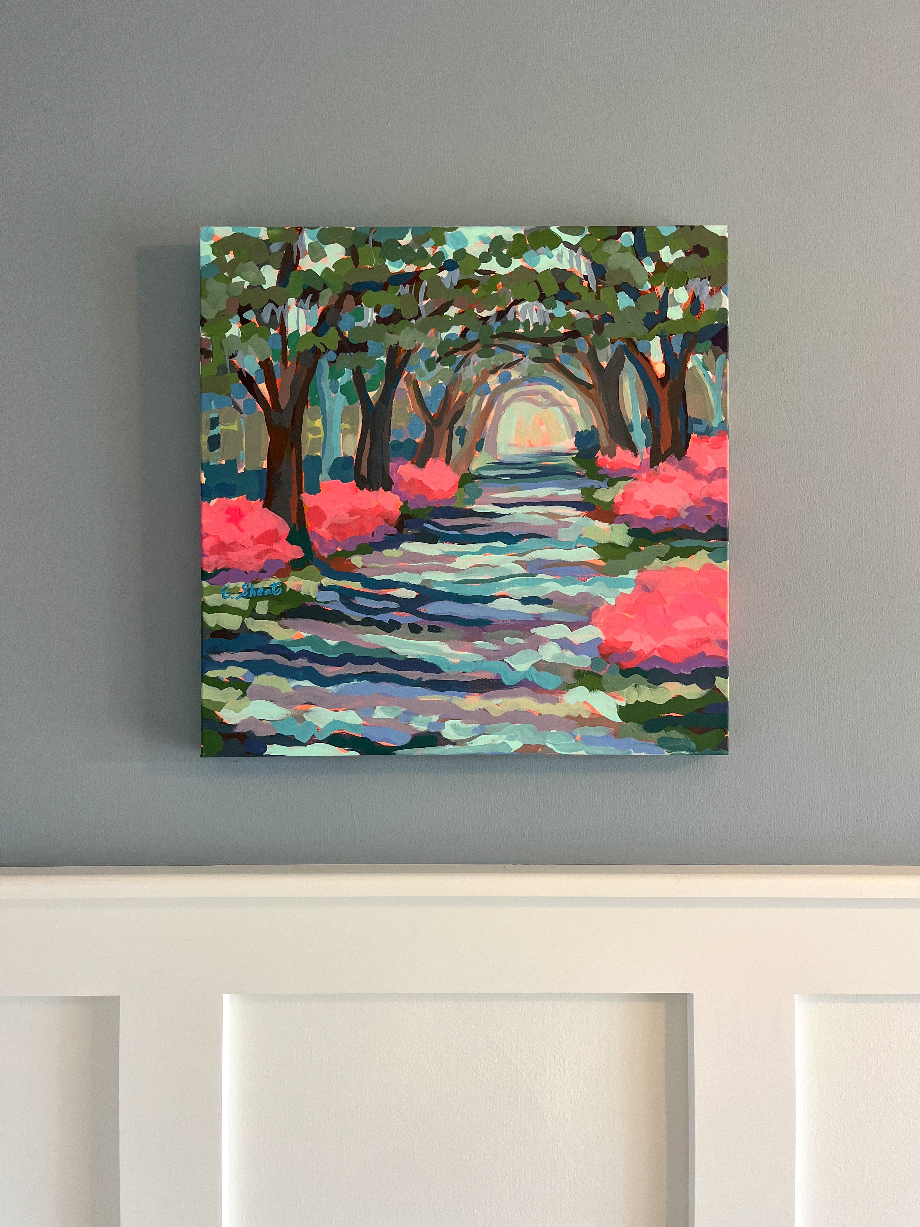 Azaleas Along the Oak Alley - Original - by Elizabeth Sheats