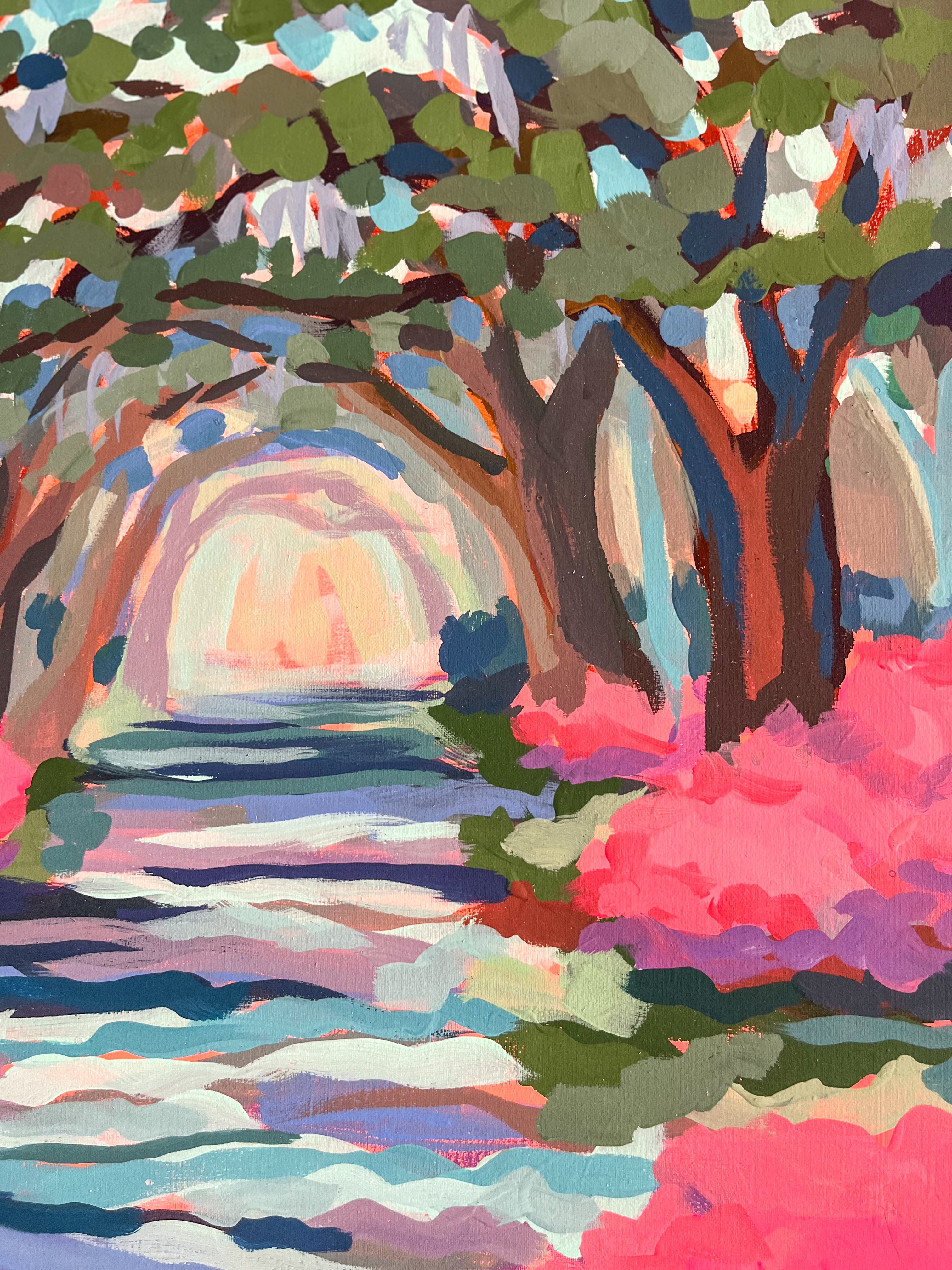 Azaleas Along the Oak Alley - Original - by Elizabeth Sheats