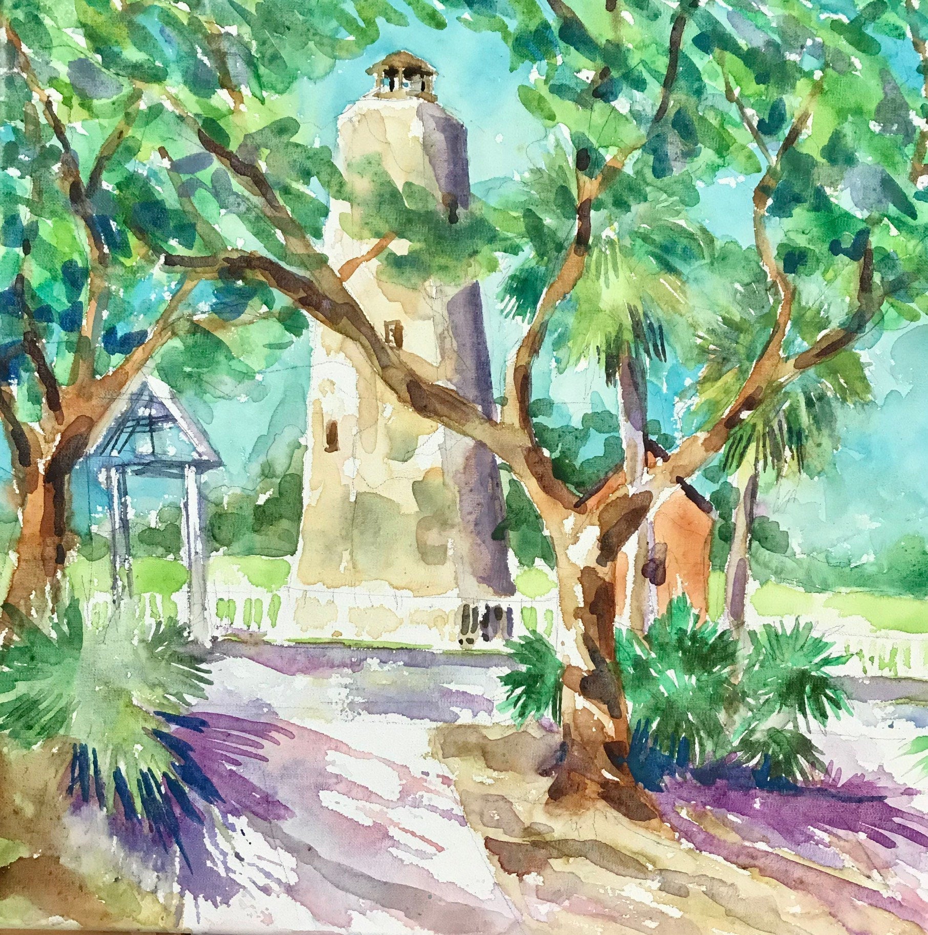 Old Baldy Through the Trees / Bald Head Island / Unframed Print by Elizabeth Sheats