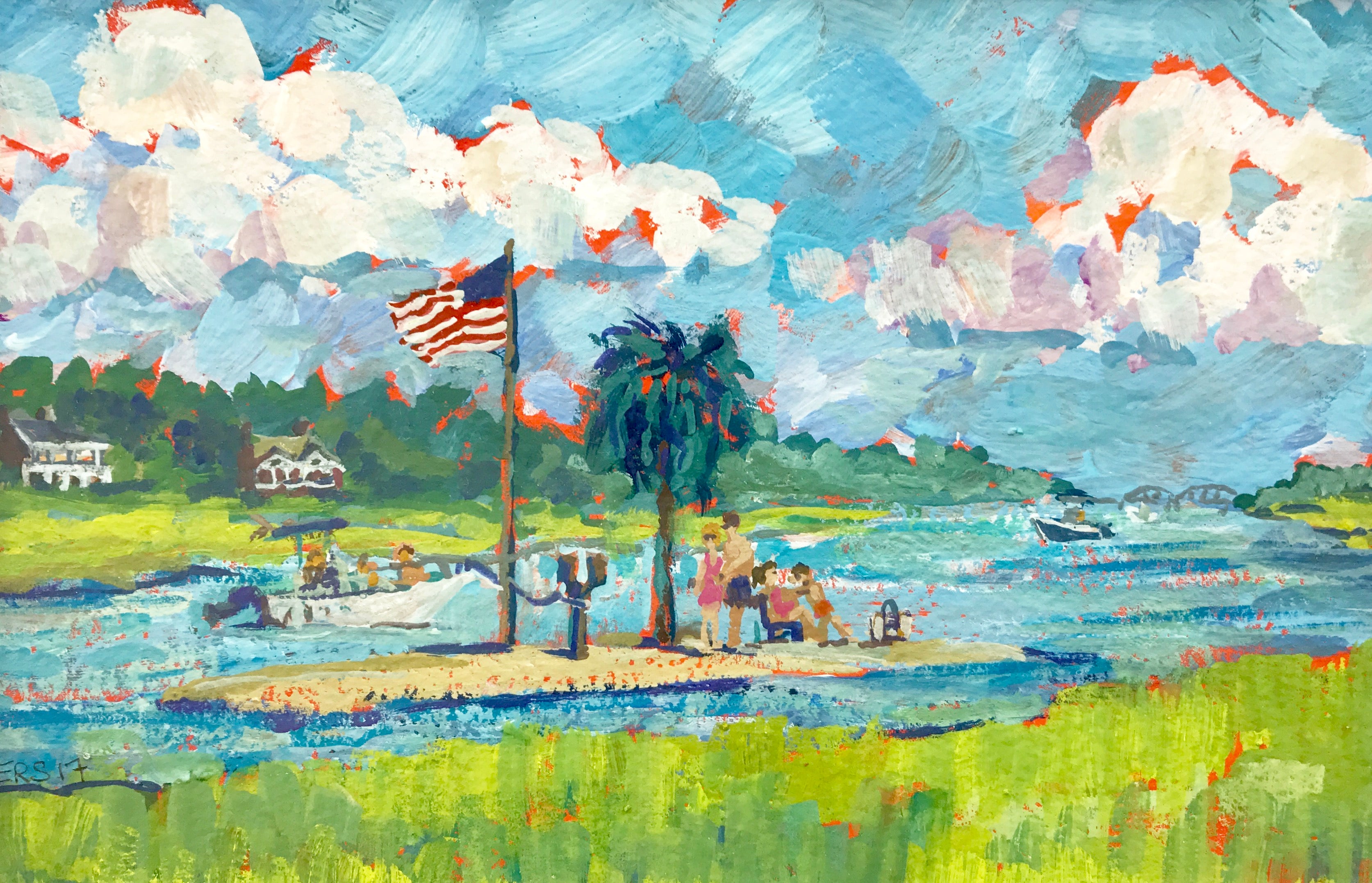Palm Tree Island / Wrightsville Beach / Unframed Print by Elizabeth Sheats