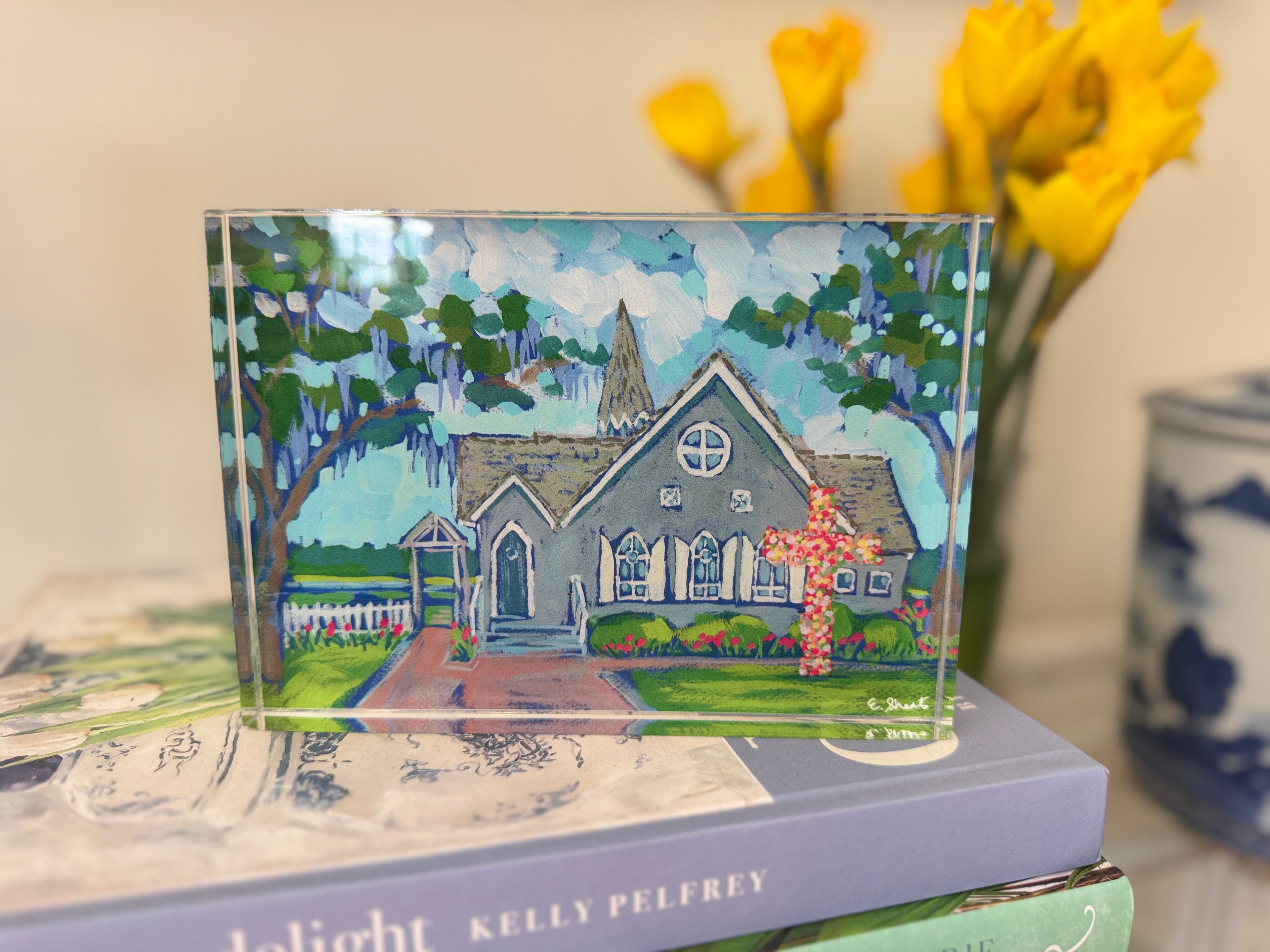 Bald Head Village Chapel Easter Block by Elizabeth Sheats Mockup