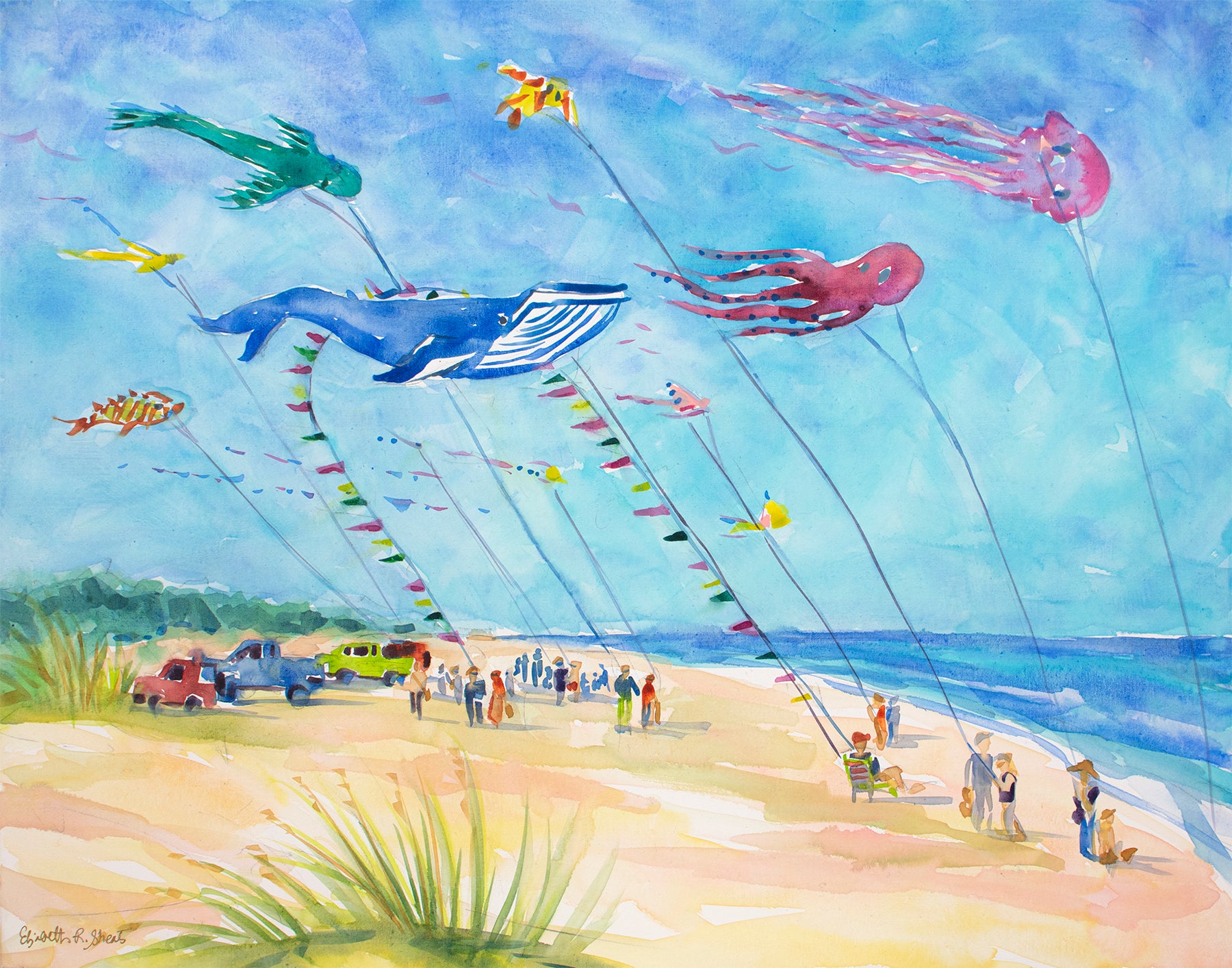 Kure Beach Kite Festival / Unframed Print by Elizabeth Sheats