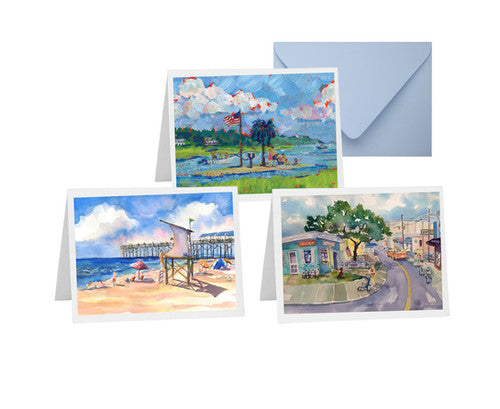 Wrightsville Beach Mixed Pack Note Cards by Elizabeth-Sheats-Art
