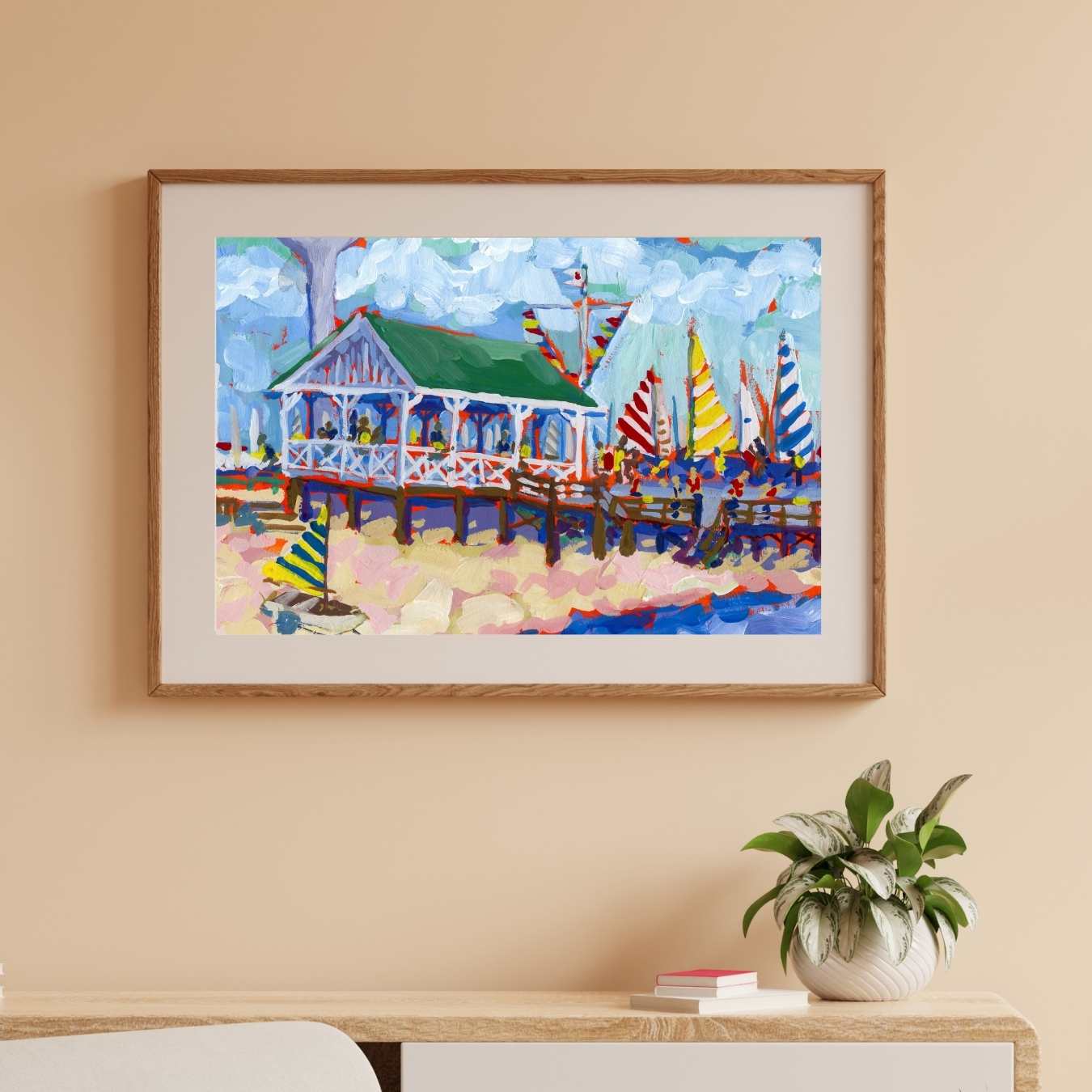 Race Day at the CYC Painting by Elizabeth Sheats / Wrightsville Beach / Unframed Print Mockup