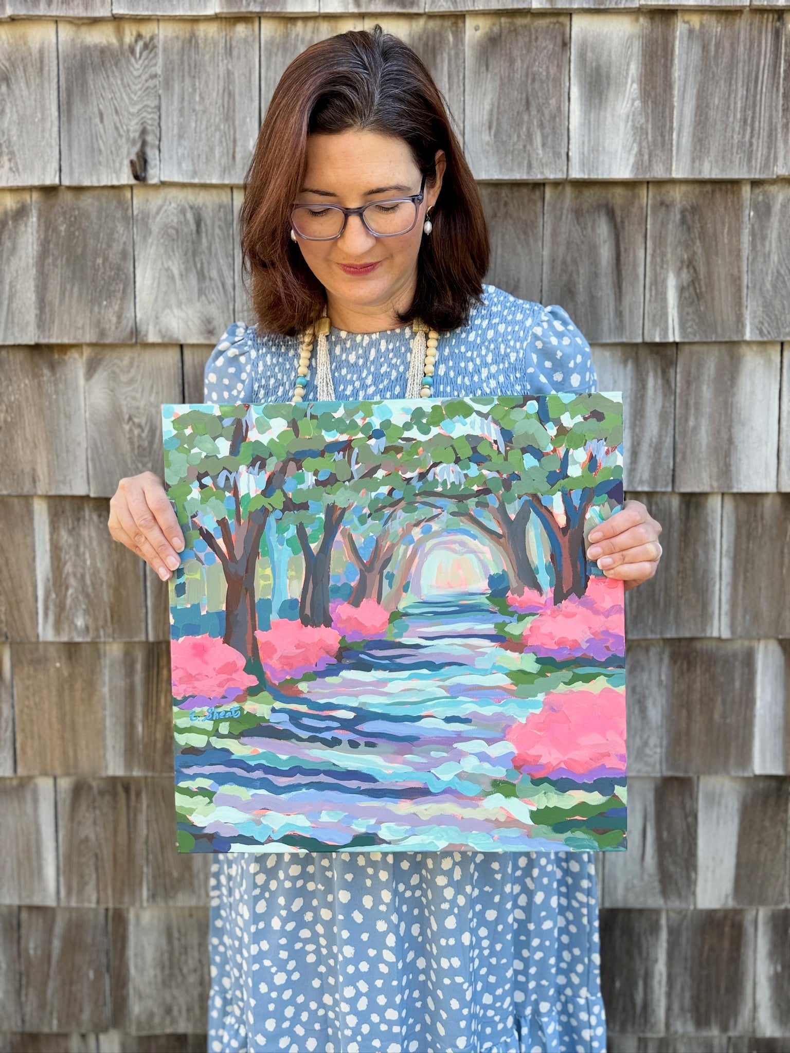 Azaleas Along the Oak Alley - Original - by Elizabeth Sheats