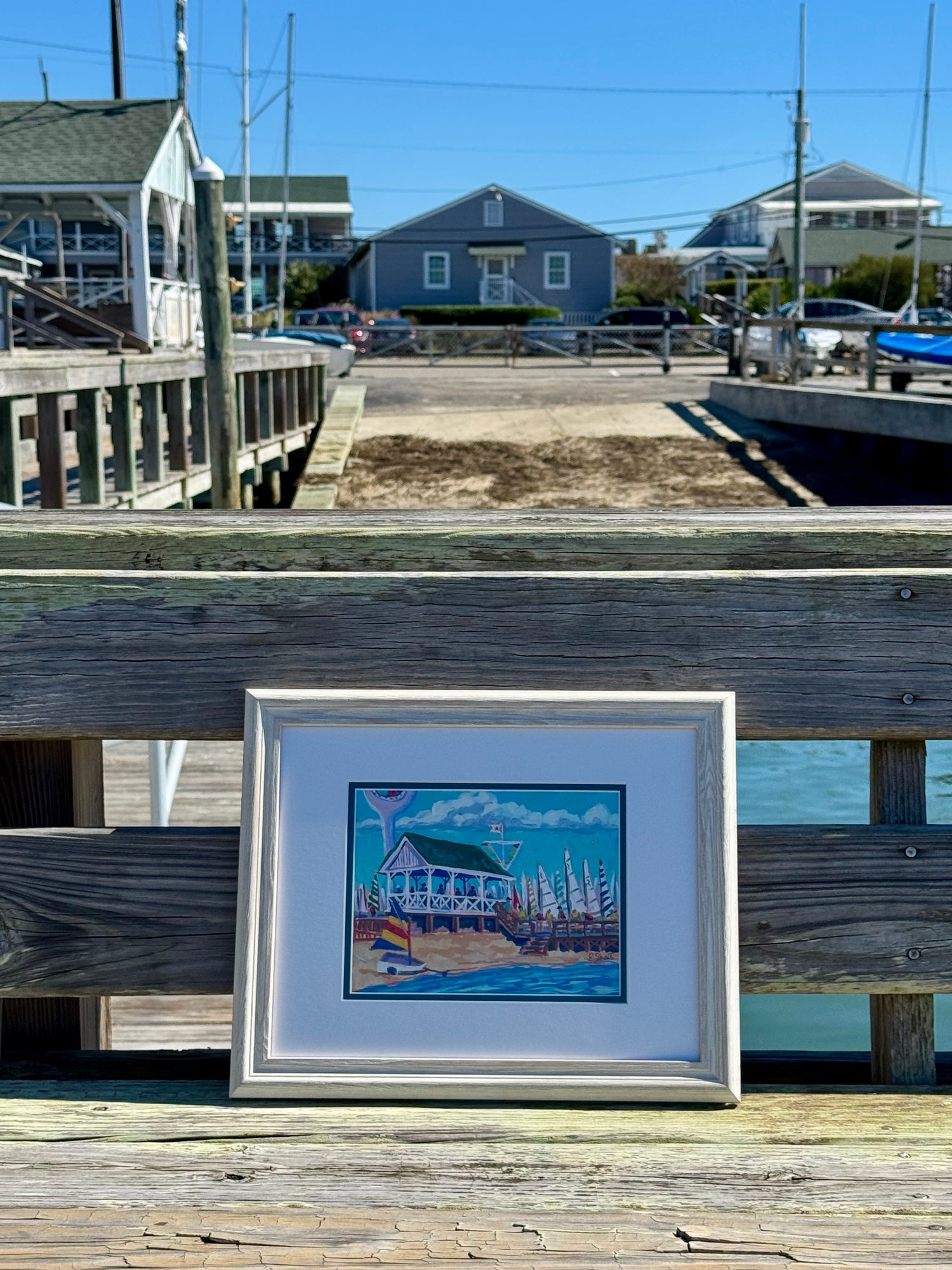 Carolina Yacht Club Original Painting by Elizabeth Sheats Framed