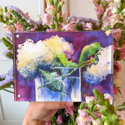 White Hydrangeas Acrylic Framed Art