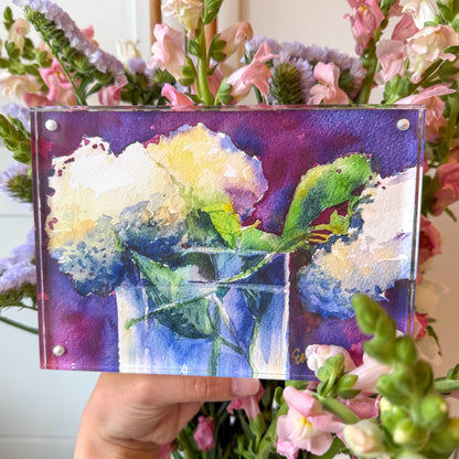 White Hydrangeas Acrylic Framed Art