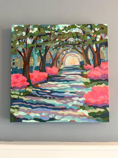 Azaleas Along the Oak Alley - Original - by Elizabeth Sheats