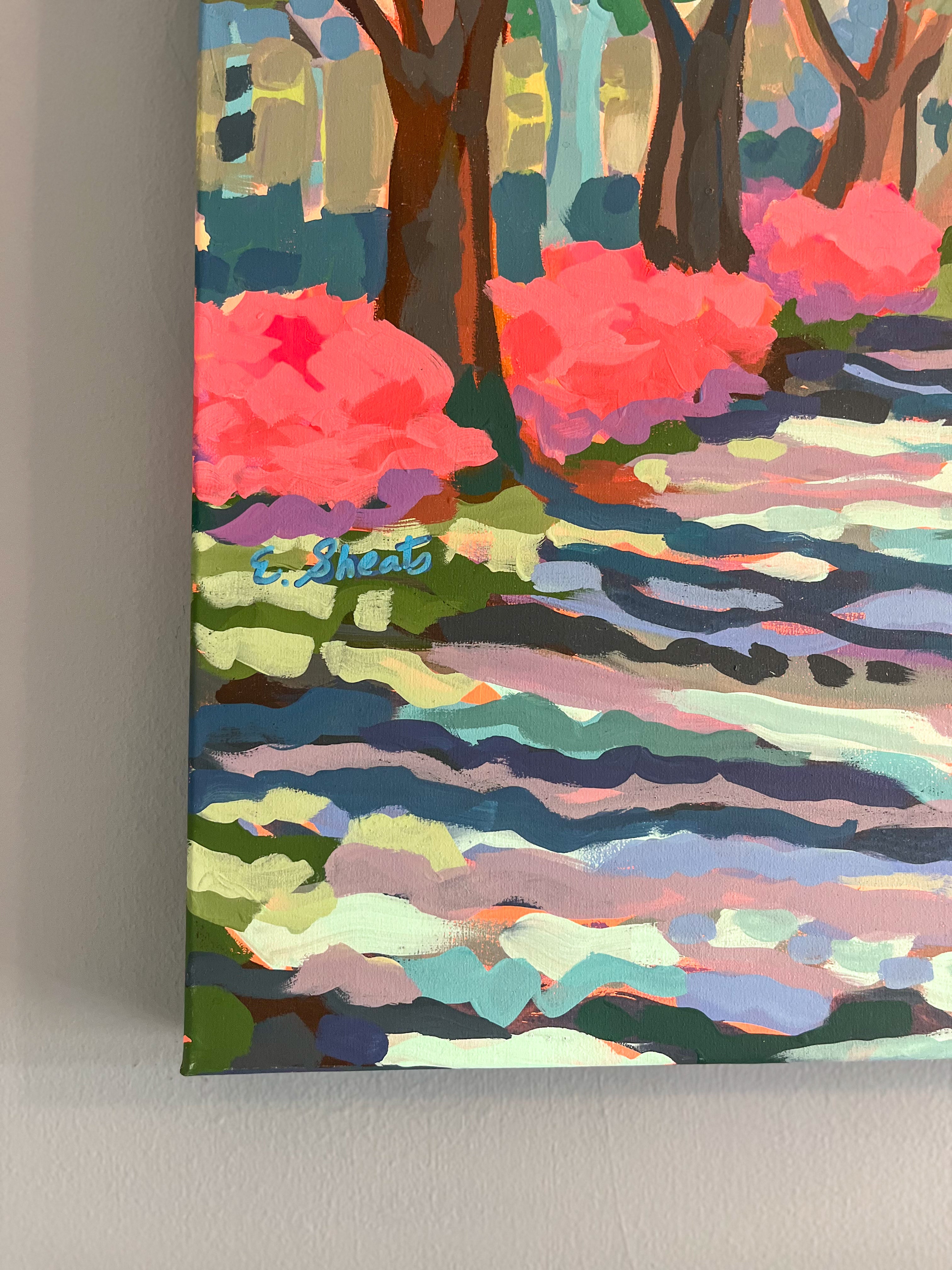 Azaleas Along the Oak Alley - Original - by Elizabeth Sheats